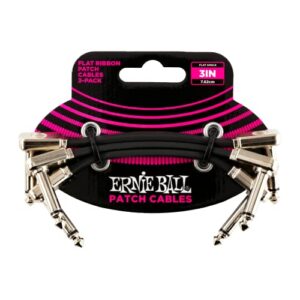ernie ball flat ribbon patch cable 3-pack, 3 in, black (p06220)