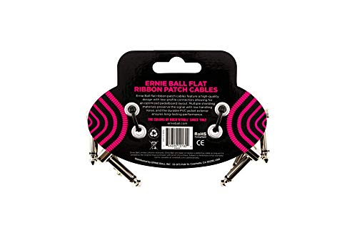 Ernie Ball Flat Ribbon Patch Cable 3-Pack, 3 in, Black (P06220)