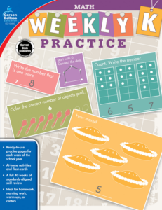 carson dellosa | weekly practice math workbook | grade k, printable