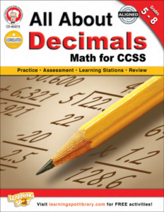 mark twain | all about decimals math for ccss workbook | grades 5–8, printable