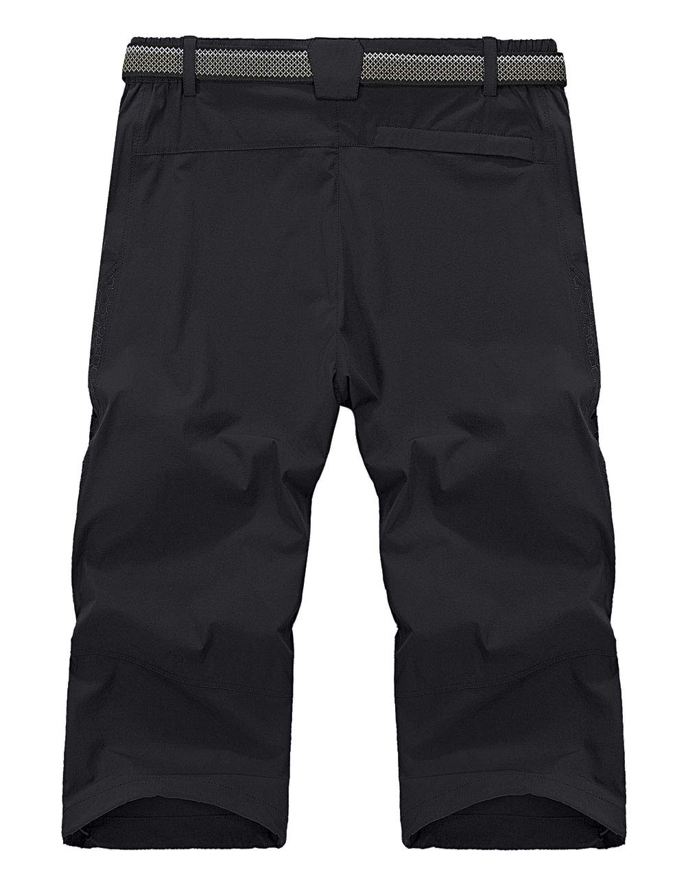 TACVASEN Men's Cargo 3/4 Long Shorts Quick Dry Below Knee Capri Slim FIit Pants Black, 34