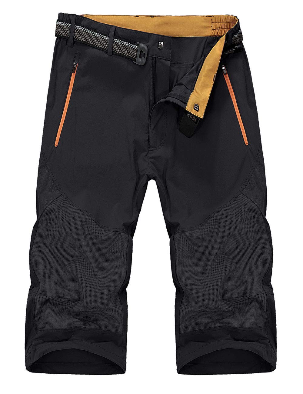 TACVASEN Men's Cargo 3/4 Long Shorts Quick Dry Below Knee Capri Slim FIit Pants Black, 34
