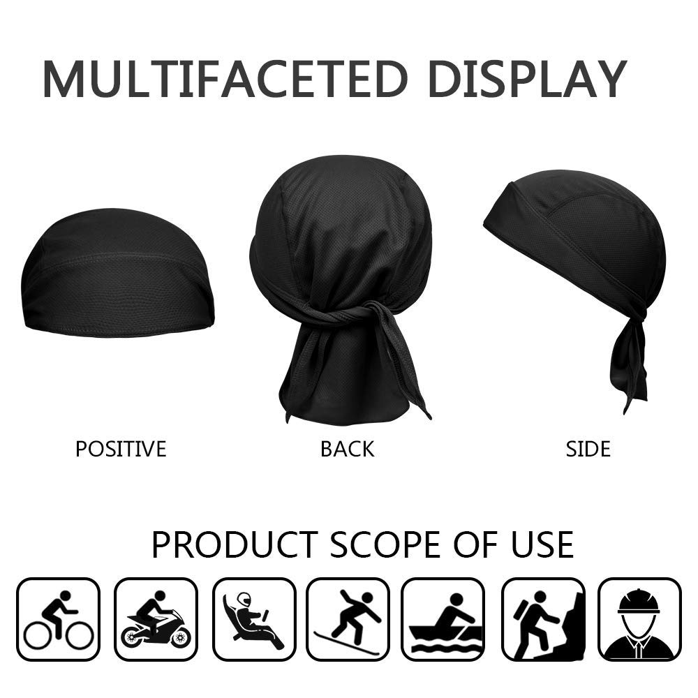 MIZOK Unisex 4 Pieces Cycling Bandana Cap Sun UV Protection Sweat Wicking Cap Hat Skull Cap Pirate Hats White