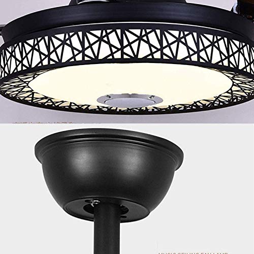 FINE MAKER 42 in Bluetooth Retractable Ceiling Fan with Light and Remote Control, LED 3-Color Light 3 Speed Retractable Blades, Bluetooth Invisible Fandelier Fan for Living Room/Restaurant/Bedroom