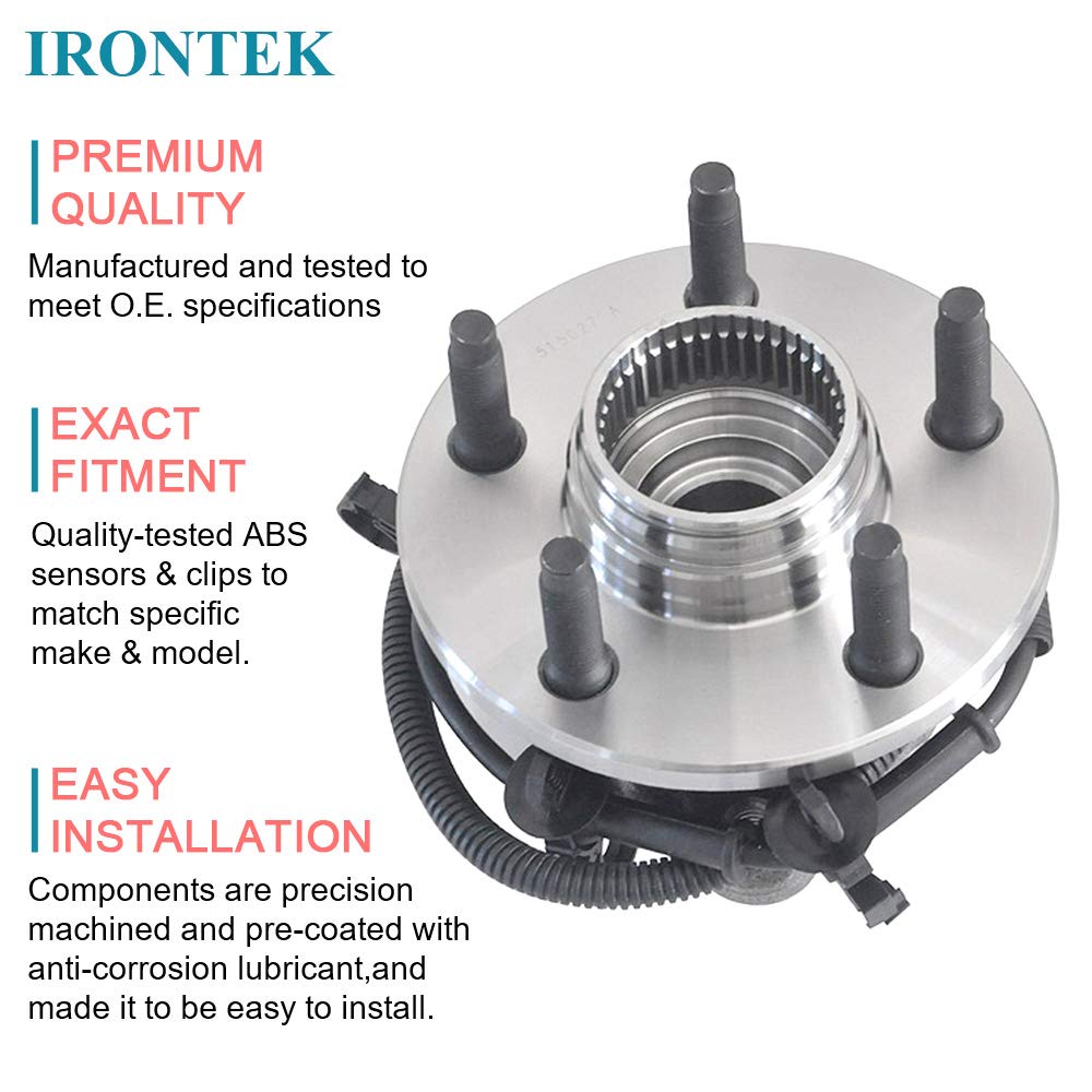 IRONTEK 515027 Front Wheel Bearing and Hub Assembly (5lug 4WD w/ABS) fits 1998-2000 for Ford Ranger 1998-200 for Mazda B4000 1PCS