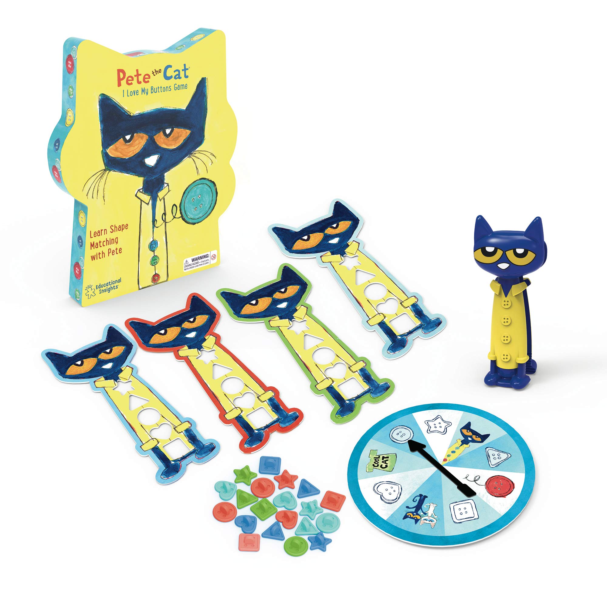 Educational Insights Pete The Cat I Love My Buttons Board Game For Toddlers & Preschoolers, For 2-4 Players, Gift For Boys & Girls, Fun Family Game For Kids Ages 3+