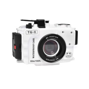 seafrog wpc-tg6 waterproof housing case underwater diving 195ft/60m works for olympus tg-6 cameras white(housing + red filter)