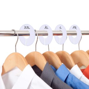 30 Pack White Round Clothing Size Closet Rack Dividers Hangers with 1 Bonus Marker (Outer 3.5”, Inner 1.38” in Diameter)