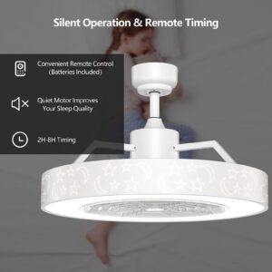 Tangkula 23" Ceiling Fan with Lights, Round LED Ceiling Lighting Fan with Invisible Blades Starry Sky Acrylic Lampshade, Stepless Dimmable with Remote Control, 3 Speed, for Living Room, Bedroom