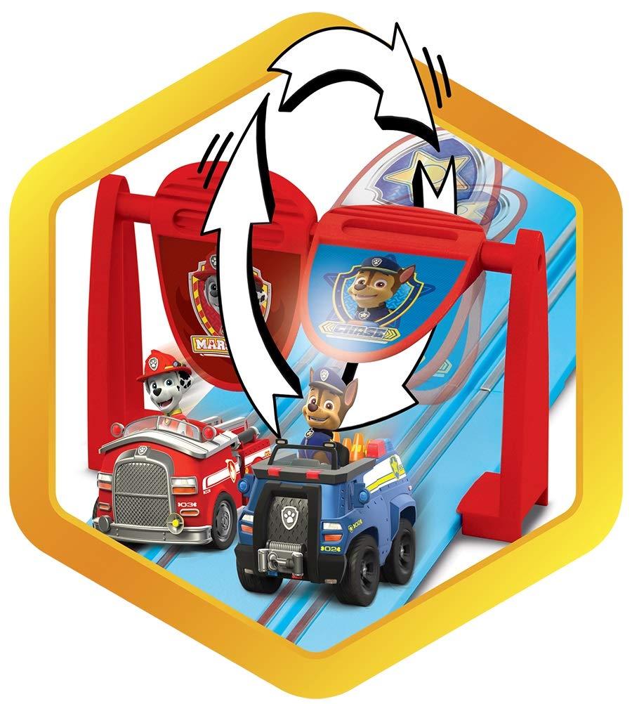 Carrera First Paw Patrol - Slot Car Race Track - Includes 2 Cars: Chase and Marshall - Battery-Powered Beginner Racing Set for Kids Ages 3 Years and Up-Multicolor