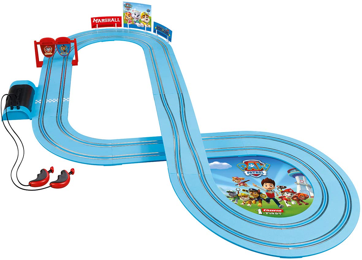 Carrera First Paw Patrol - Slot Car Race Track - Includes 2 Cars: Chase and Marshall - Battery-Powered Beginner Racing Set for Kids Ages 3 Years and Up-Multicolor