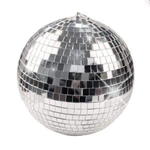 boshen 10" disco mirror ball with hanging ring silver party disco ball light for party xmas dj stage lighting effect