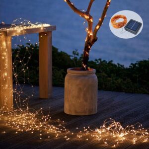 Solar String Lights Outdoor, 2-Pack Each 72FT 200 LED Solar Christmas Twinkle Lights Outside Waterproof Copper Wire with 8 Modes Solar Fairy Lights for Garden Tree Birthday Christmas Decor(Warm White)