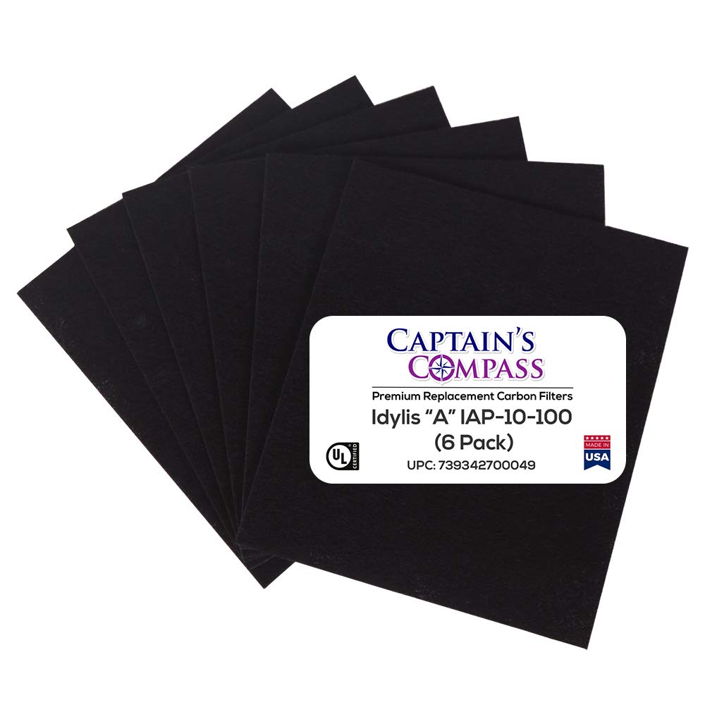 Captain's Compass AfterMarket Idylis Carbon Pre-Filter 6-Pack; Filter A, Fits Idylis Air Purifiers IAP-10-100, IAP-10-150