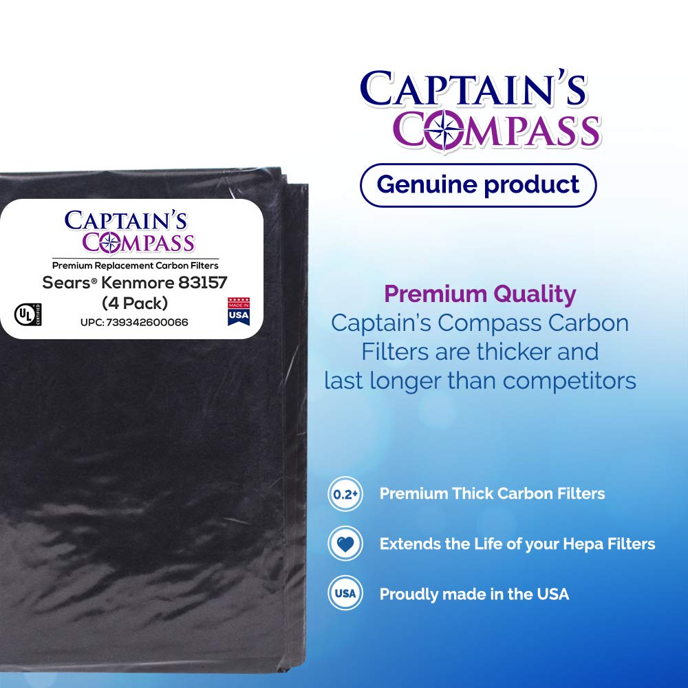 Captain's Compass - Premium Carbon Pre-Filters for Sears Kenmore 83157 Pre-Filter Replacement, 4 Pack