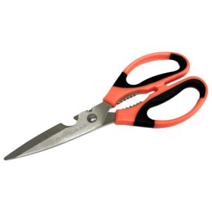 edward tools heavy duty utility scissors - 2mm thick ultra sharp stainless steel blades - multi-use shears with bottle opener, peeler, nut cracker - craft and kitchen shears (1)