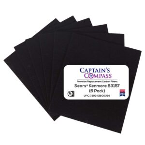 captain's compass - premium carbon pre-filters for sears kenmore 83157 pre-filter replacement, 6 pack