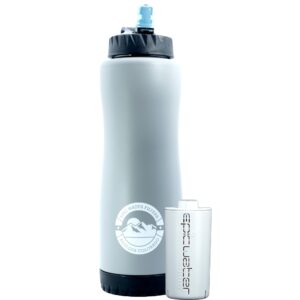 epic vostok | vacuum insulated water bottle with filter | usa made filter | dishwasher safe | stainless steel | bpa free water bottle | removes 99.9% tap water contaminants | coldest | simple | modern