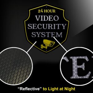 Warning 24 Hour Security Camera Sign | Professional Classic Design | Heavy Duty Dibond Aluminum | Home Property Surveillance Signs | Video Surveillance Wall Sign “REFLECTIVE” |