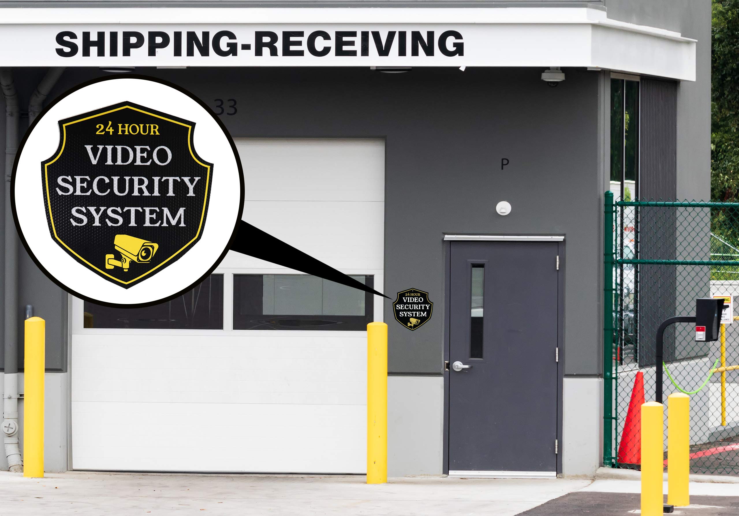 Warning 24 Hour Security Camera Sign | Professional Classic Design | Heavy Duty Dibond Aluminum | Home Property Surveillance Signs | Video Surveillance Wall Sign “REFLECTIVE” |