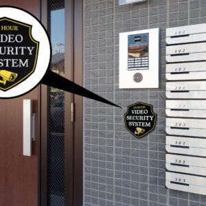 Warning 24 Hour Security Camera Sign | Professional Classic Design | Heavy Duty Dibond Aluminum | Home Property Surveillance Signs | Video Surveillance Wall Sign “REFLECTIVE” |