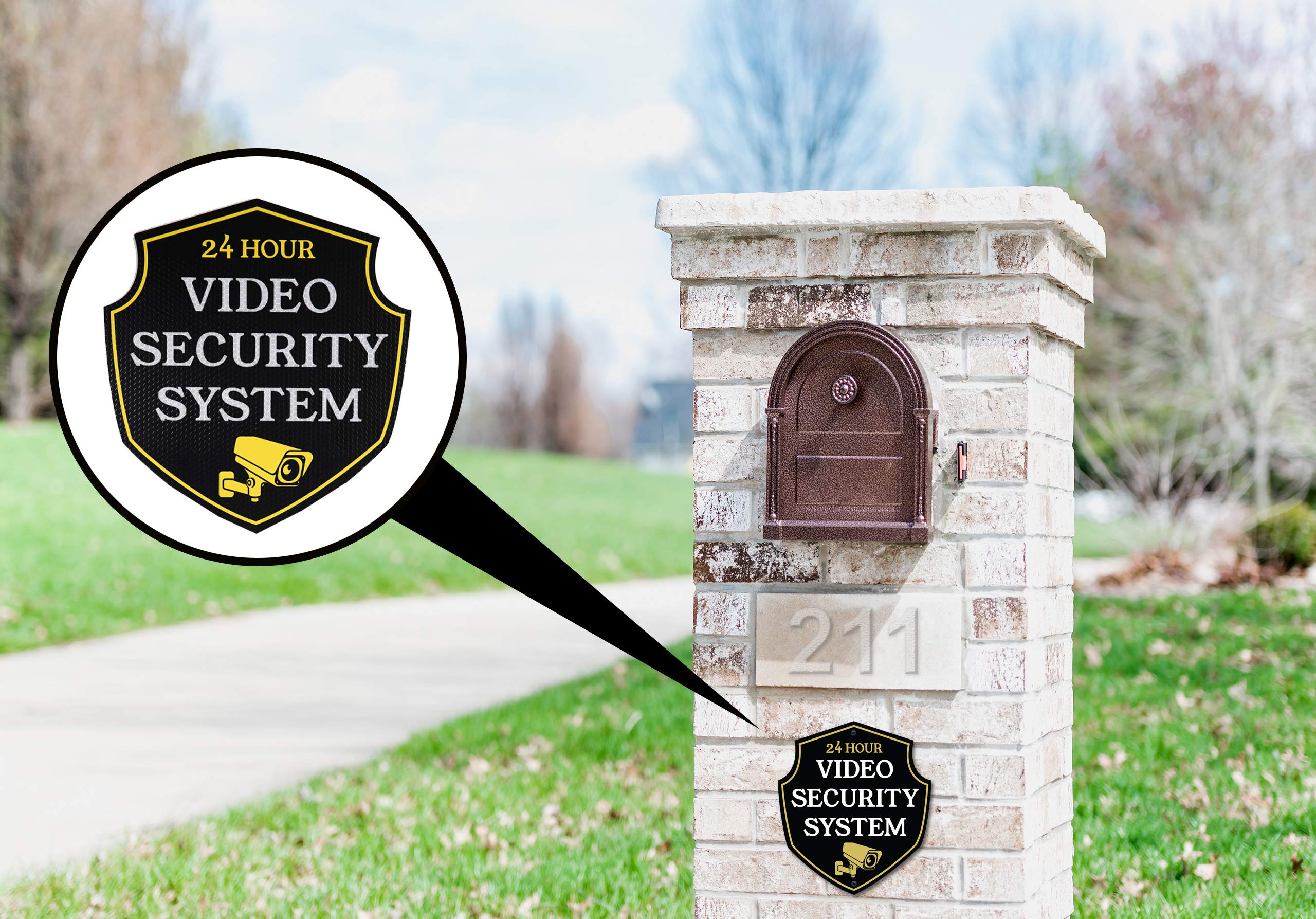 Warning 24 Hour Security Camera Sign | Professional Classic Design | Heavy Duty Dibond Aluminum | Home Property Surveillance Signs | Video Surveillance Wall Sign “REFLECTIVE” |