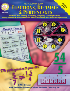mark twain | fractions, decimals, and percentages workbook | grades 5–8, printable