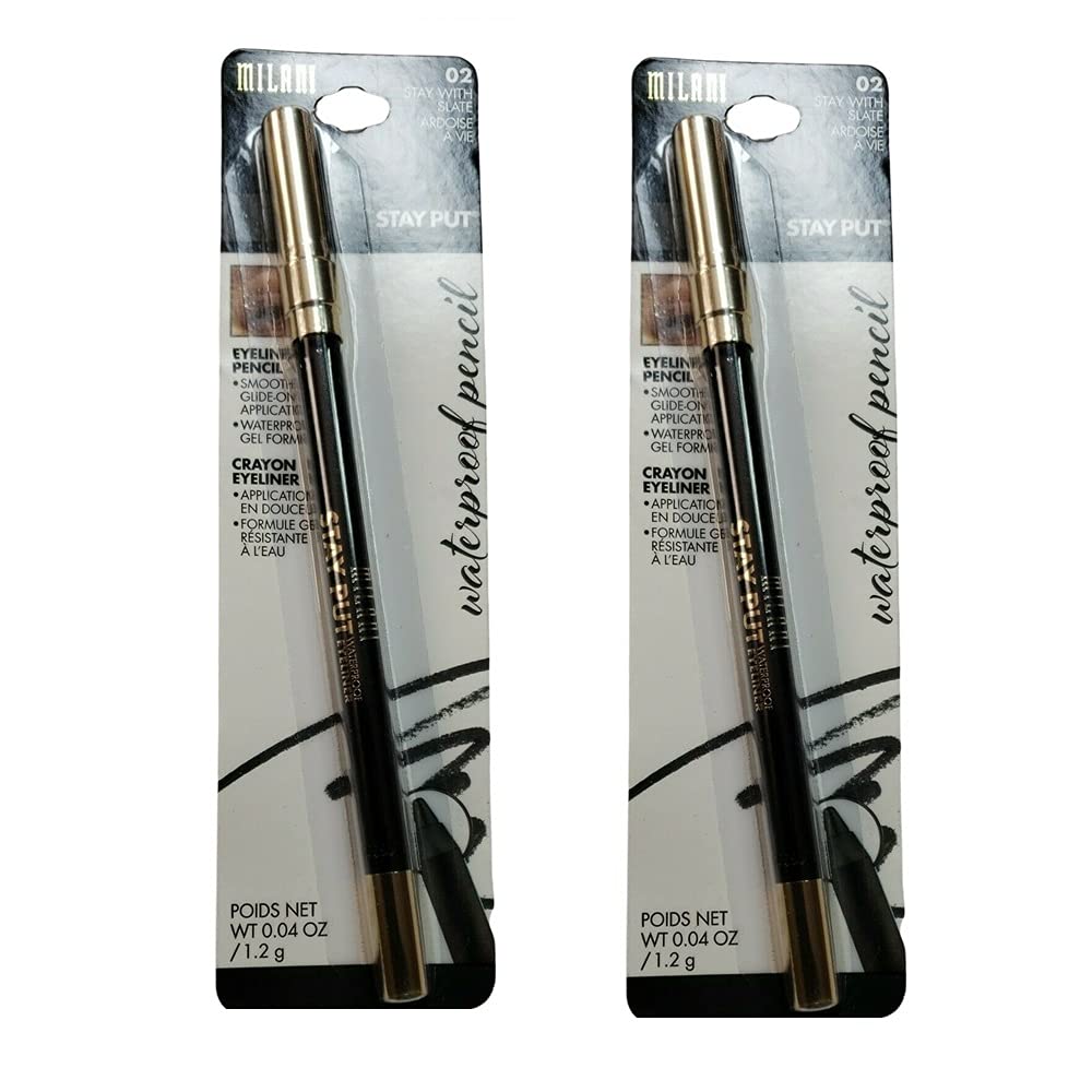 Pack of 2 Milani Stay Put Waterproof Eyeliner Pencil, Stay With Slate (02)