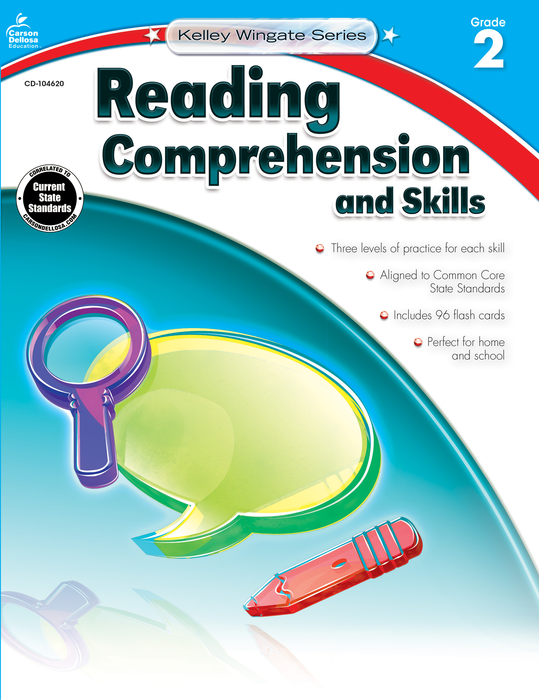 Carson Dellosa | Kelley Wingate Reading Comprehension and Skills Workbook | Grade 2, Printable