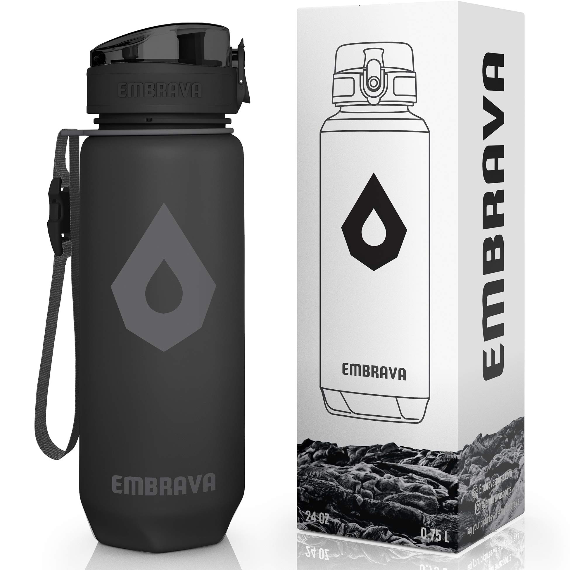 Embrava 24oz BPA-Free Plastic Sports Water Bottle with Time Markers