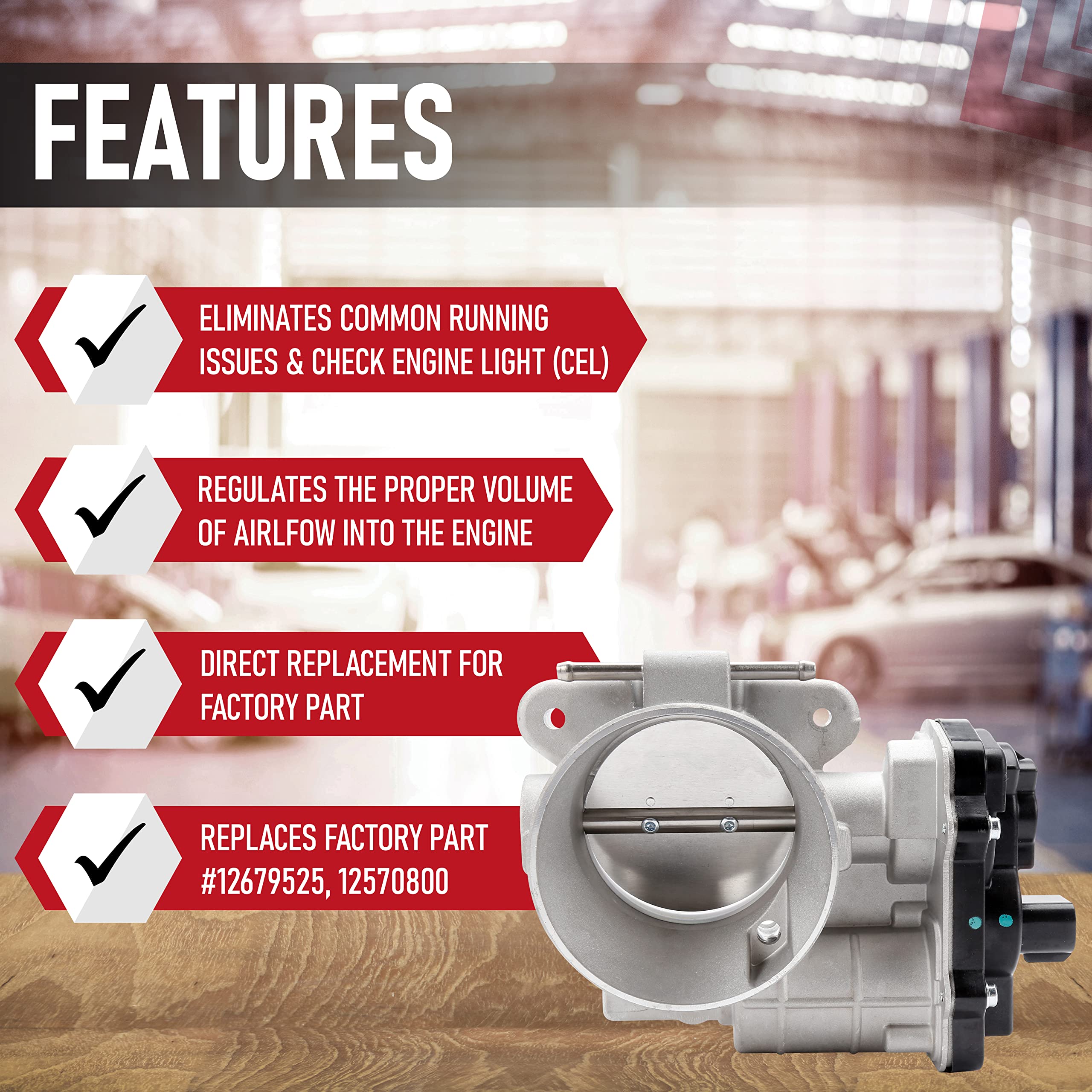 Throttle Body Assembly with Actuator, Compatible with GMC, Cadillac, Chevy, Buick & Hummer Vehicles, Silverado, Suburban, Tahoe, Envoy XL, Sierra, Yukon, Escalade - Replaces 12570800,12679525