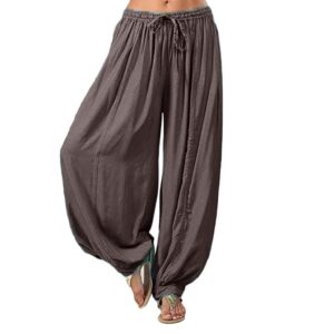 wide leg pants for women plus size long trousers high waist harem yoga pilates pants baggy gypsy hippie pants gray