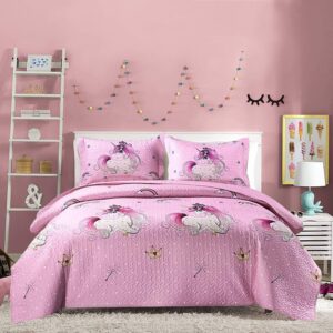 quilt set twin size girls quilt bedding twin quilts girls kids quilt bedspreads coverlet pink unicorn bedding girls lightweight reversible quilts set bedding girls pink quilt with pillow shams