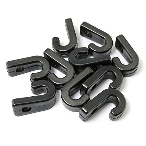 RLECS 10pcs Kayak J Hooks Black Nylon Lashing Hook Bungee J-Shaped Hooks for Safety Kayak Canoe Paddle Board Rowing Boating Accessory