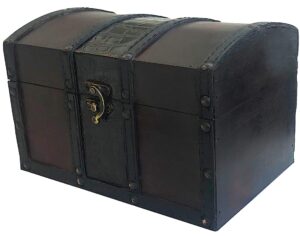 maxflo handcrafted wooden treasure chest decorative storage box with lock for home decor