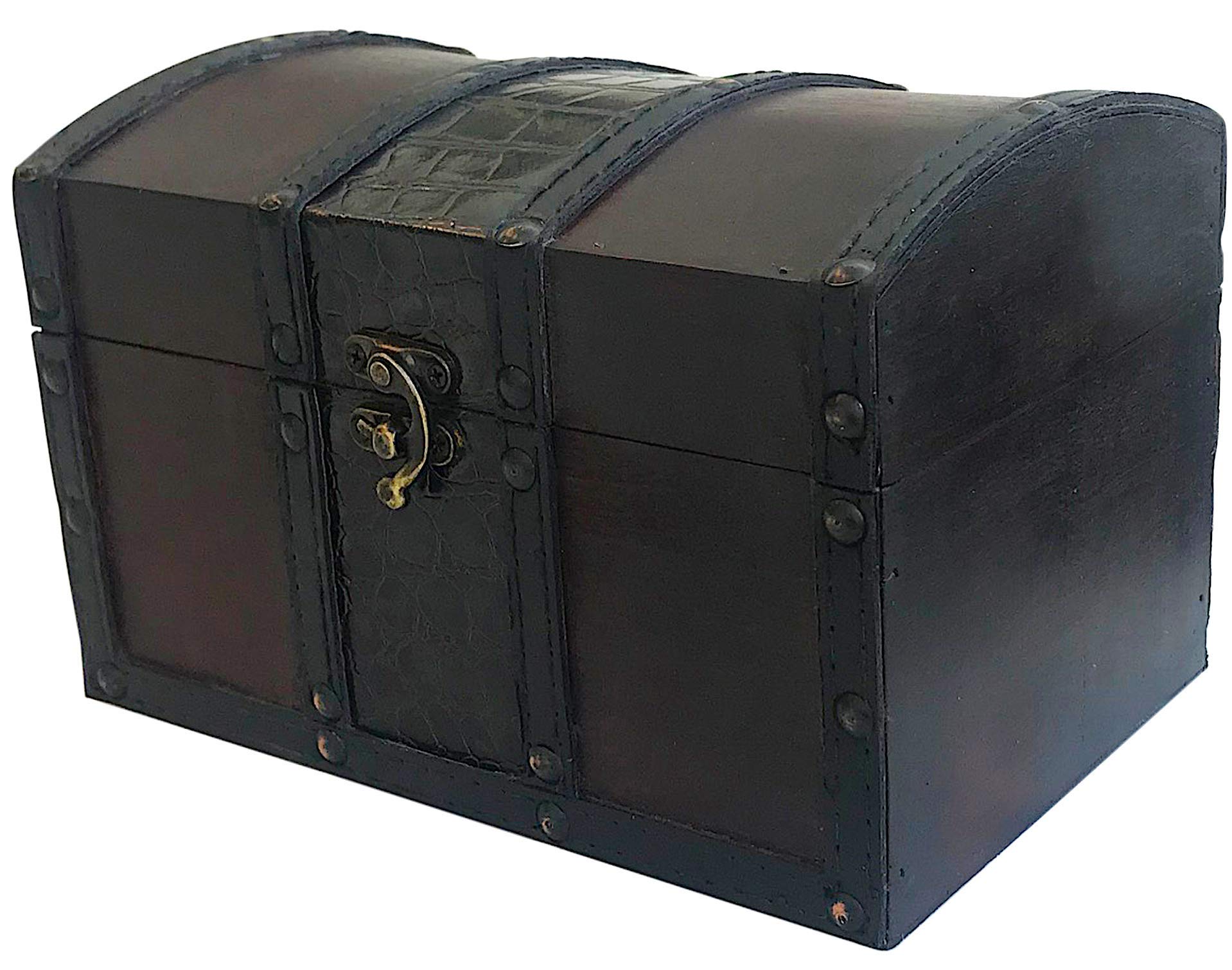 MAXFLO Handcrafted Wooden Treasure Chest Decorative Storage Box with Lock for Home Decor