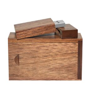 128gb wooden flash drive usb 3.0, eastbull high speed walnut wood usb flash drive thumb drive memory stick with wood box (dark brown-1pcs)
