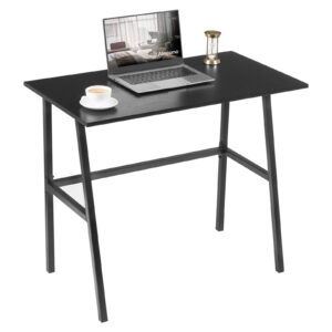 alecono small computer desk 35'' kids writing desk for small space simple home workstation office tiny desk student study pc gaming table with metal frame for bedroom, black (x002eytocb)