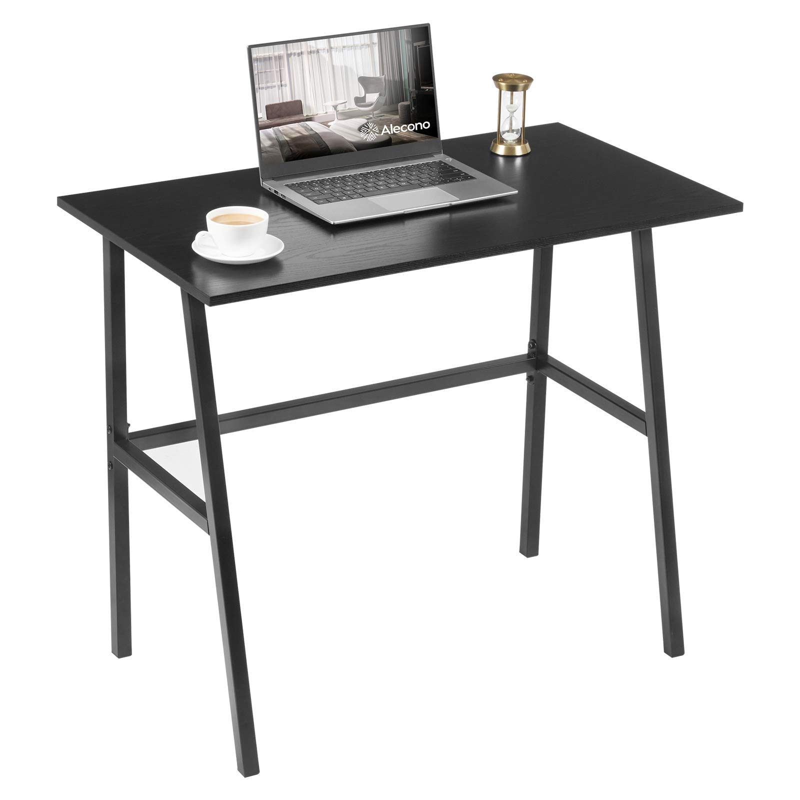 Alecono Small Computer Desk 35'' Kids Writing Desk for Small Space Simple Home Workstation Office Tiny Desk Student Study PC Gaming Table with Metal Frame for Bedroom, Black (X002EYTOCB)