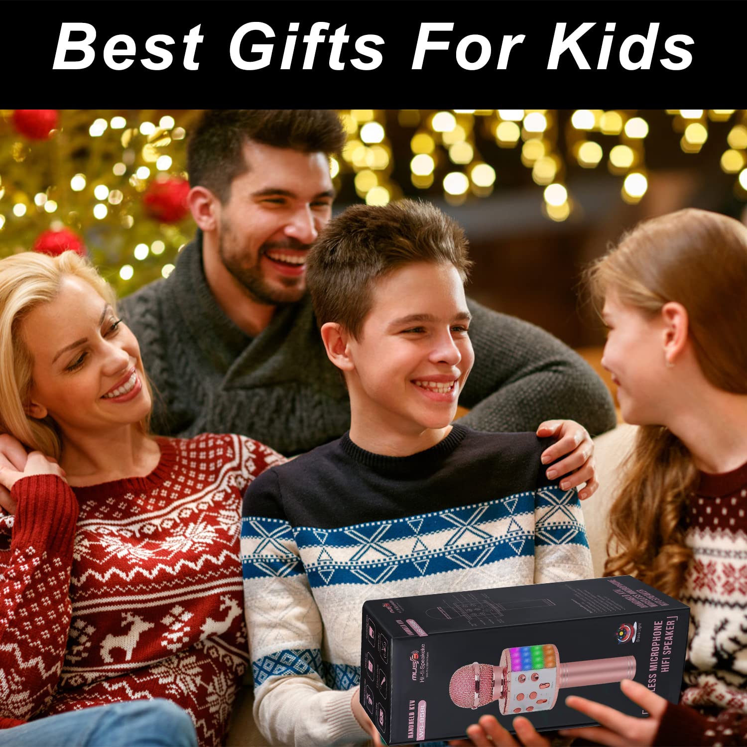 Bluetooth Karaoke Microphone for Kids Adults: Professional Wireless Karaoke Mic for Singing| Portable Handheld Noise Cancelling Bluetooth Microphone Karaoke Machine with Led Lights