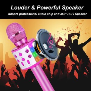 Bluetooth Karaoke Microphone for Kids Adults: Professional Wireless Karaoke Mic for Singing| Portable Handheld Noise Cancelling Bluetooth Microphone Karaoke Machine with Led Lights