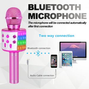 Bluetooth Karaoke Microphone for Kids Adults: Professional Wireless Karaoke Mic for Singing| Portable Handheld Noise Cancelling Bluetooth Microphone Karaoke Machine with Led Lights