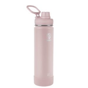 takeya actives 22 oz vacuum insulated stainless steel water bottle with spout lid, premium quality, blush