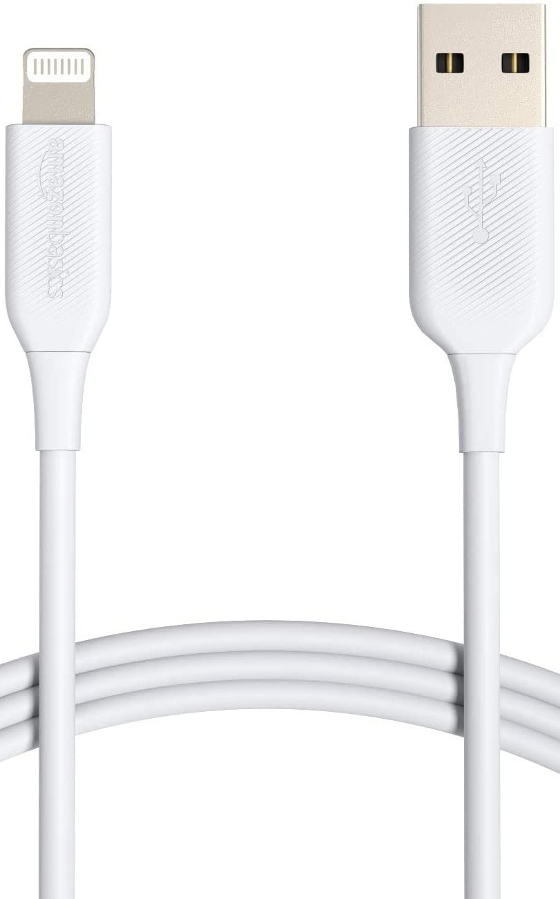 Amazon Basics USB-A to Lightning ABS Charger Cable, MFi Certified Charger for Apple iPhone 14 13 12 11 X Xs Pro, Pro Max, Plus, iPad, 10,000 Bend Lifespan, 6 Foot, White