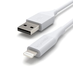 Amazon Basics USB-A to Lightning ABS Charger Cable, MFi Certified Charger for Apple iPhone 14 13 12 11 X Xs Pro, Pro Max, Plus, iPad, 10,000 Bend Lifespan, 6 Foot, White