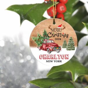 christmas tree ornaments 2024 - charlton new york ornament hometown custom city state - keepsake gift ideas charlton ny ornament 3" for friend and housewarming
