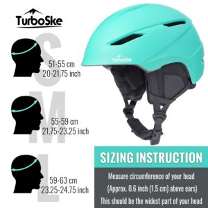 TurboSke Ski Helmet, Snowboard Helmet Snow Sports Helmet, Audio Compatible and Lightweight, ASTM Standard Helmet for Men, Women and Youth (M, Green)