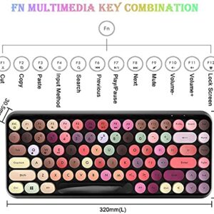 FELICON Multi-Device Wireless Bluetooth Keyboard,Mini 84-Key Retro Round Keycaps Wireless Bluetooth Keyboard, Ergonomic Design Compatible with PC, Computer, Laptop