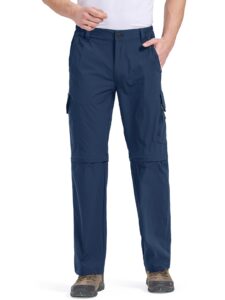 hiking pants for men convertible zip off boy scout quick dry lightweight cargo travel safari pants (6088 blue 34)