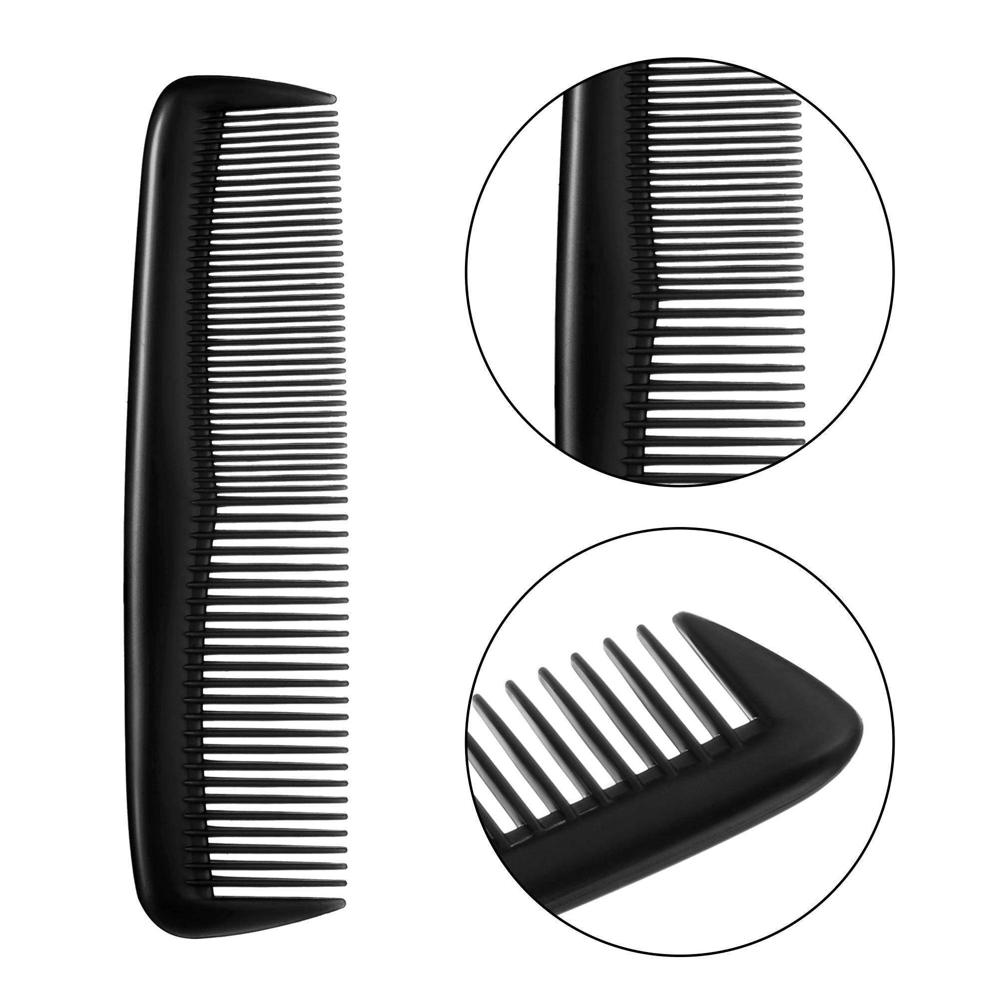 12 Pieces Hair Combs Set Pocket for Women and Men, Fine Dressing Comb,Plastic (Black)